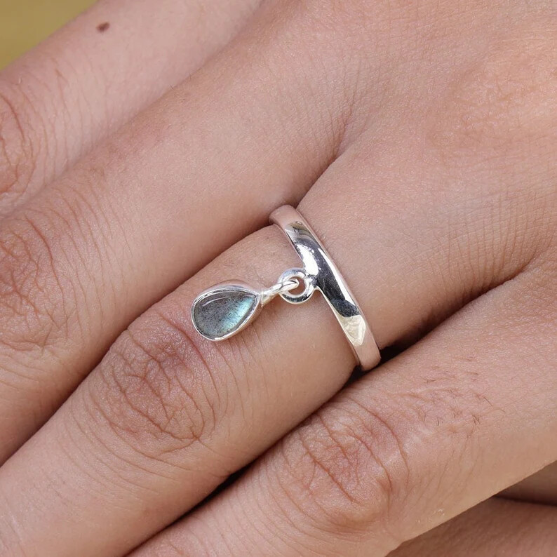 Labradorit 925 Solid Sterling Silver Band &Statement Ring Handmade Ring All size