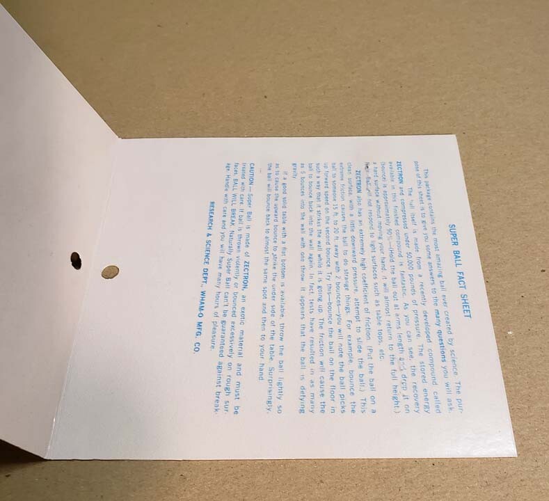 Wham-O Super Ball Empty Package 1965 type