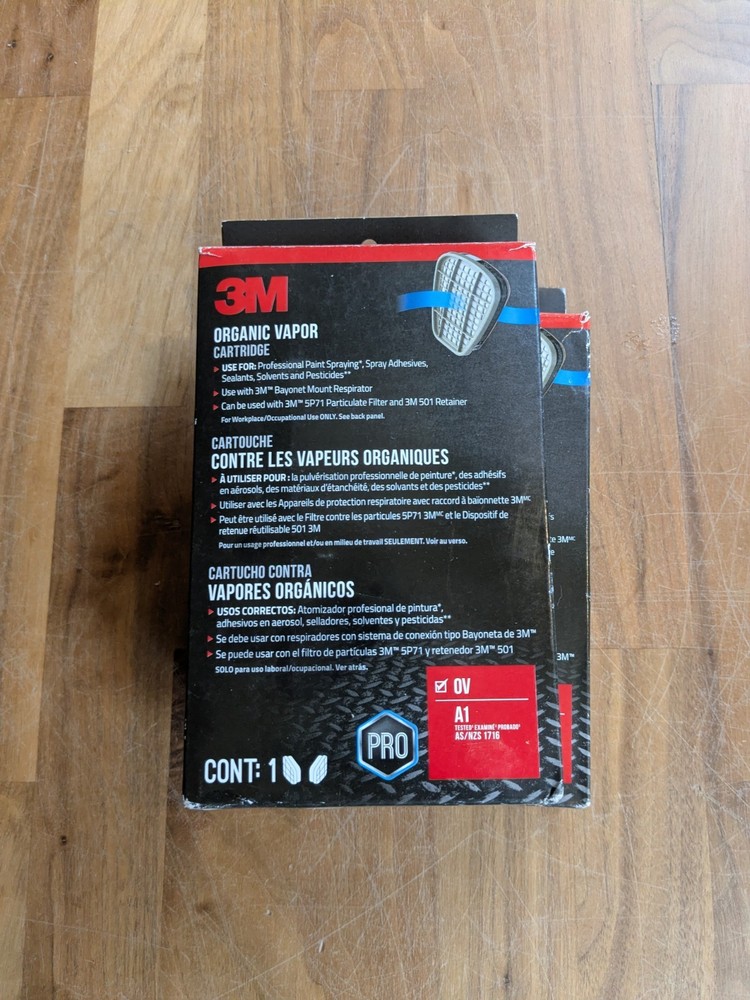 3M Performance Cartridge Organic Vapor, 6001 (quantity 2 boxes )