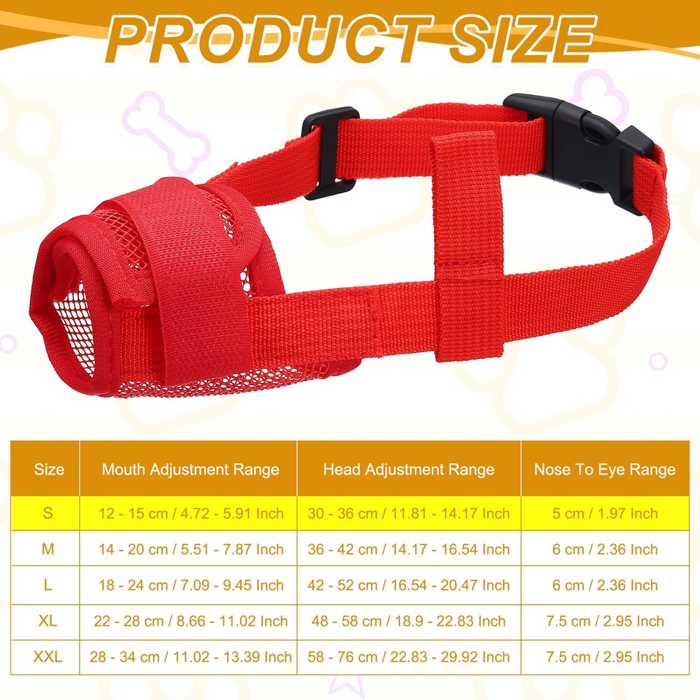 Dog Muzzle Soft Mesh Muzzle Mouth Guard Cover Red S