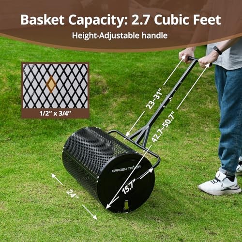 Compost Spreader Peat Moss Spreader with Installation Support 24 Inch