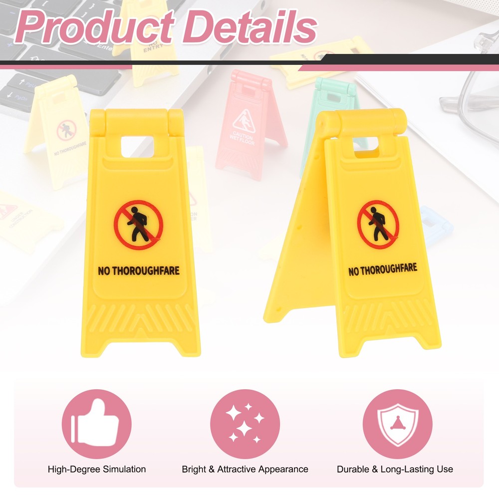Miniature Warning Sign, No Entry Sign (Yellow, 2pcs)