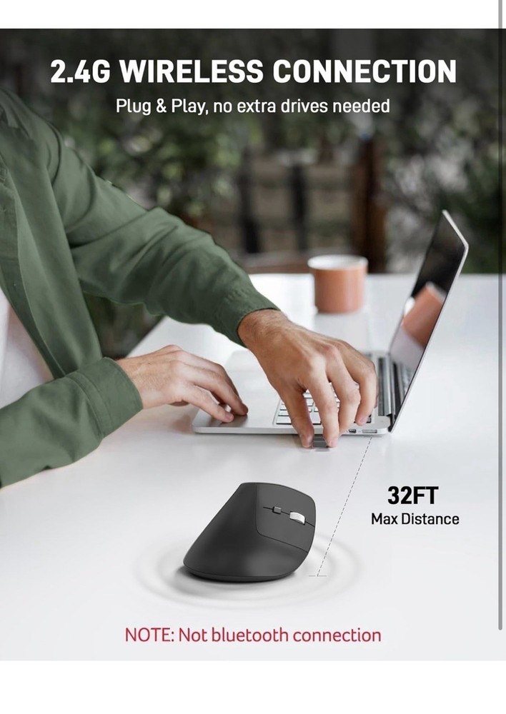 Acer Ergonomic Mouse Wireless, Adjustable DPI Vertical Mouse 1000/1200/1600