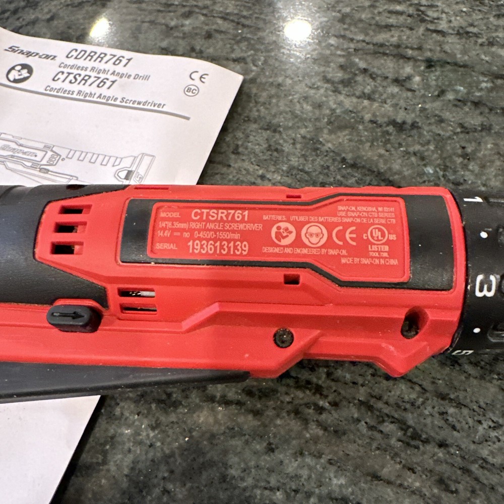 Snap On ctsr761db 14.4 micro lithium right angle screwdriver tool only
