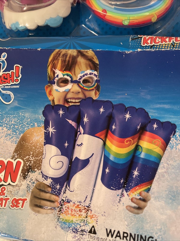Unicorn Swim Goggles & Inflatable Kickfloat Set Aqua Splash 4+