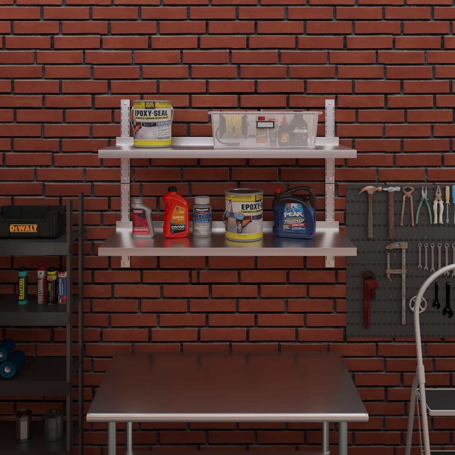 16" x 36" Two-Tier Metal Wall Mount Shelf | Stainless Steel Commercial Shelving