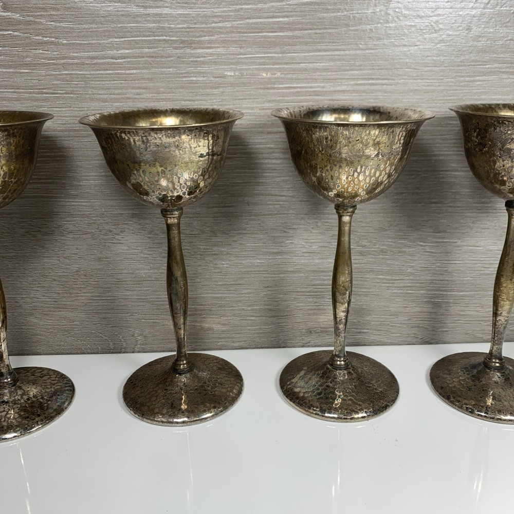 Silvercraft - EPNS - Wine Goblets - FOUR - 6” tall