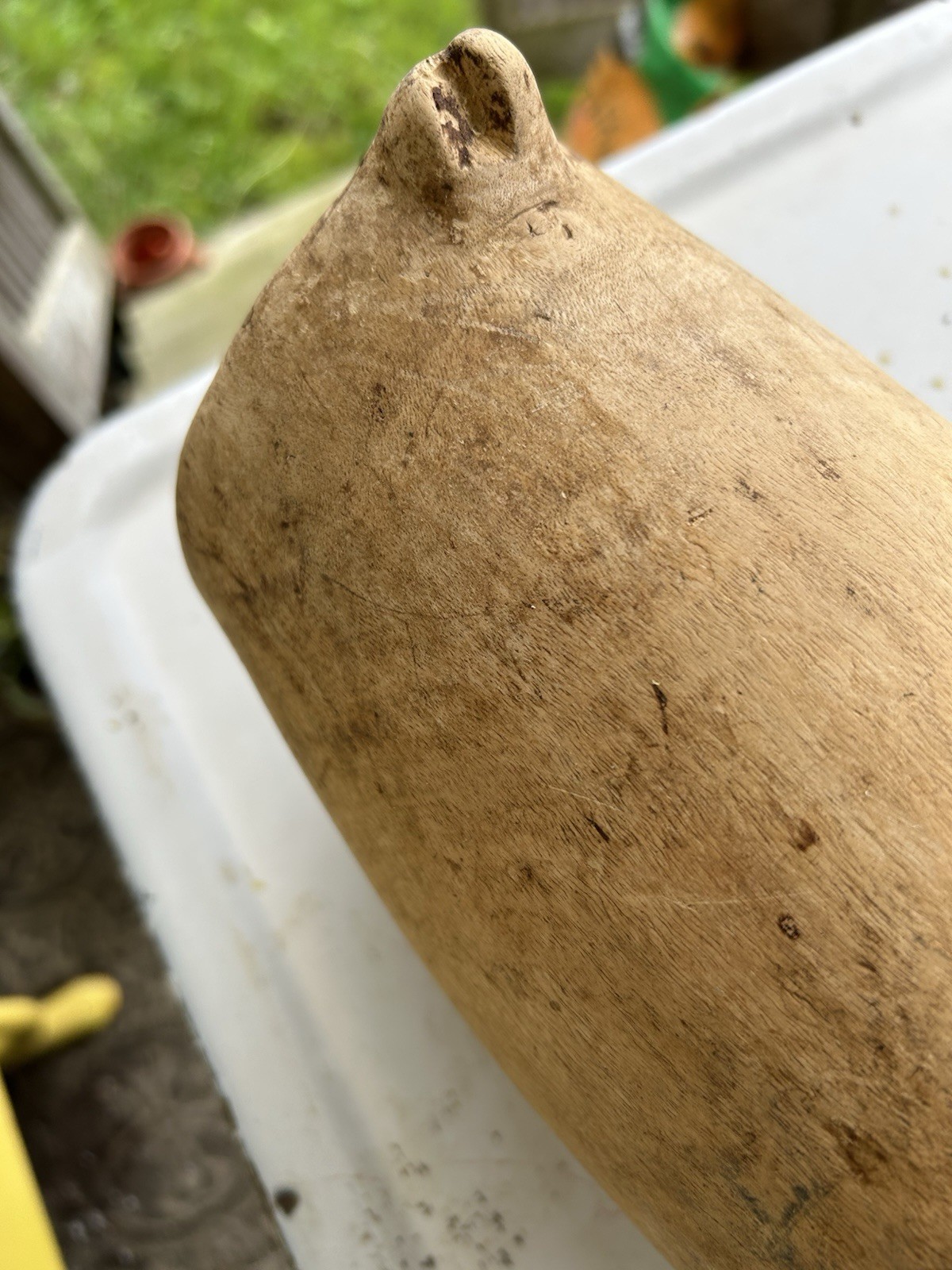 African Milk Jug Hand Carved Wooden Vessel Primitive Rustic Antique Vtg Folk Art