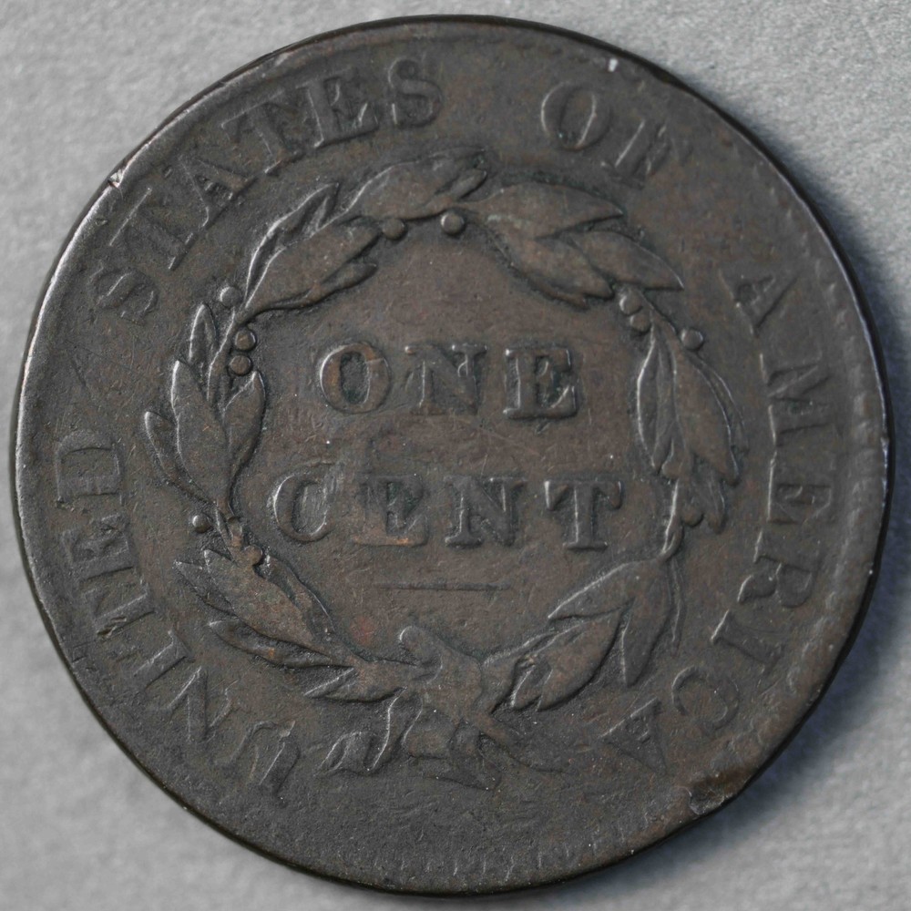 1820 Matron Head Large Cent Early Copper Type Coin, Countermark "5"