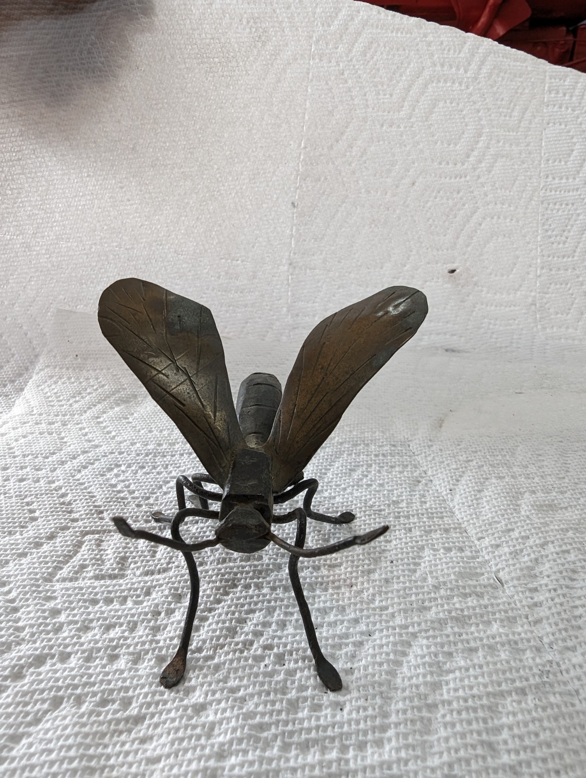 Japanese Okimono Vintage Sculpture Insect Brass Iron Bee. 4"