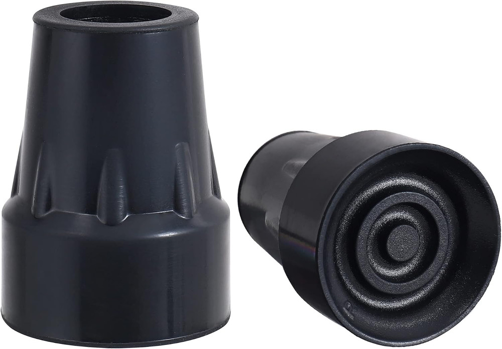 Rubber Cane Tips 7/8 Inch Cane Tips Replacement, Black, 2Pack