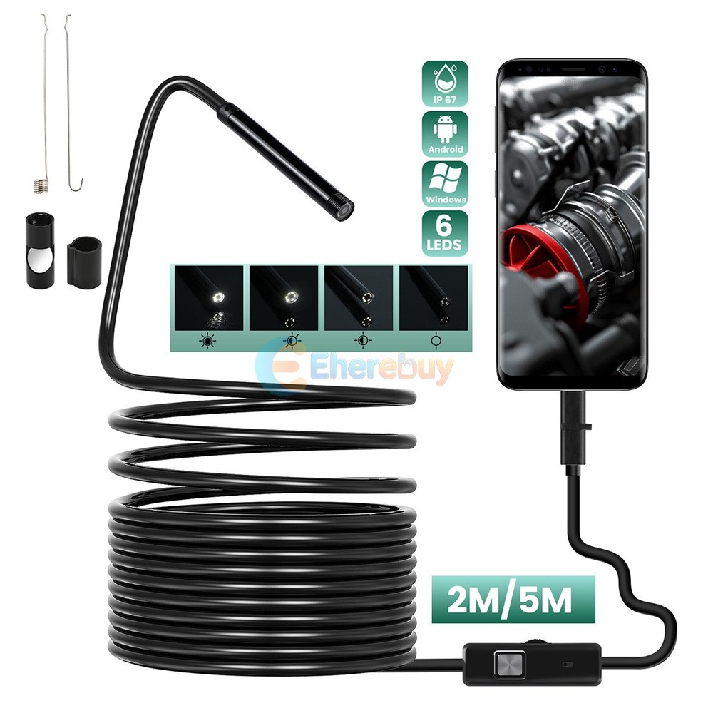 3in1 Borescope Endoscope 6LED Inspection Scope Camera For Android Cell Phone/PC