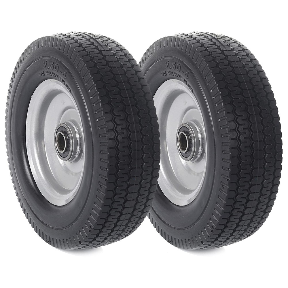 (2-Pack) 8-Inch Solid Wheel Replacement - 2.50-4" Flat Free Tire and Wheel