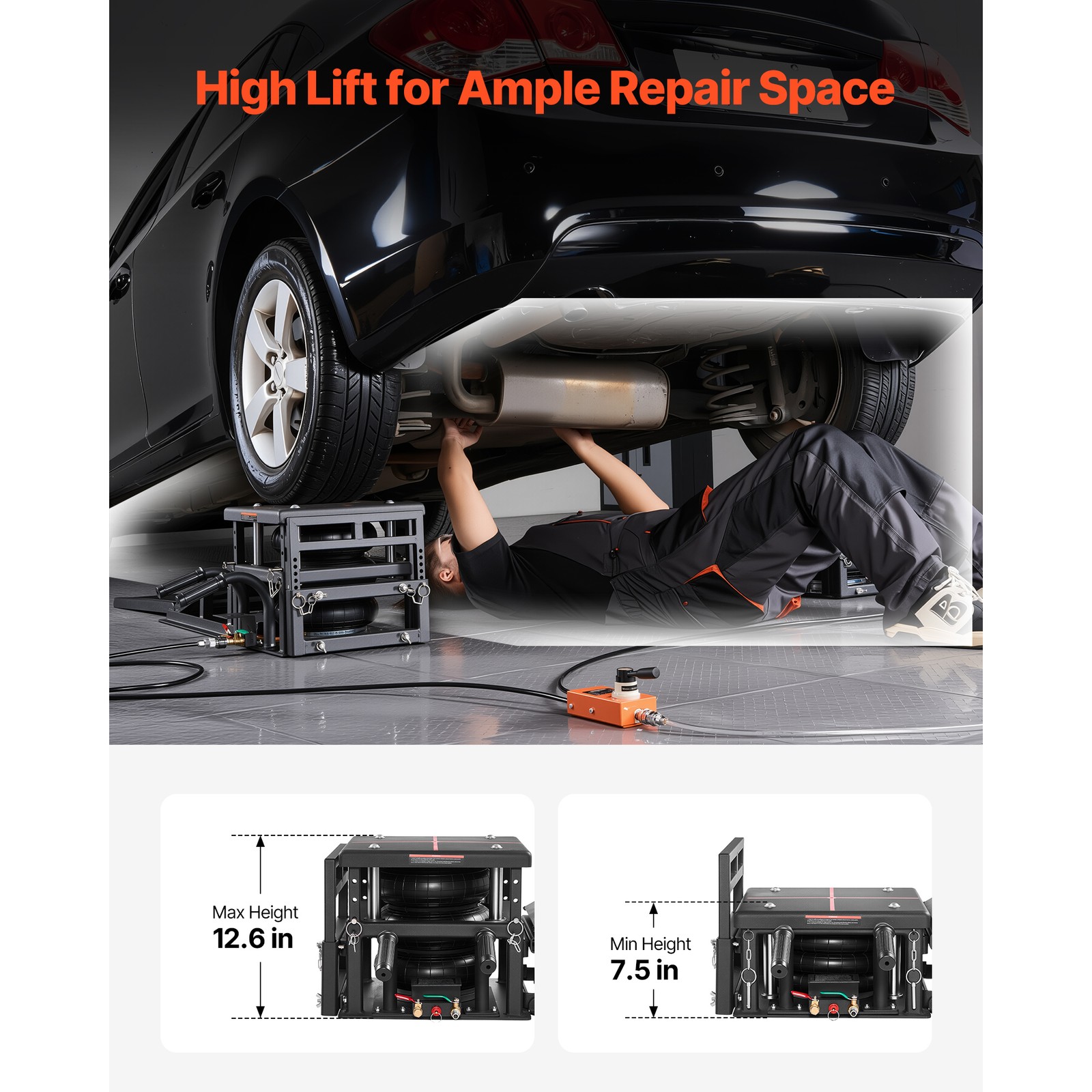 Uimoso 2 Pack Air Portable Car Lifts 11023 lbs Capacity Pneumatic Ramp Air Jacks