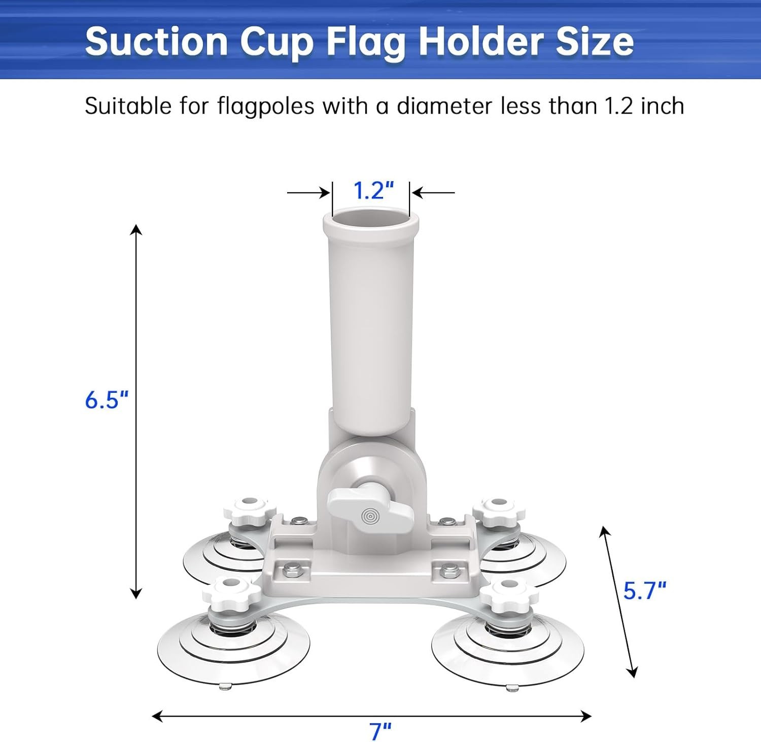 No-Drill Car Flag Pole Holder - Adjustable Angle & Multi-Suction Flag Mount