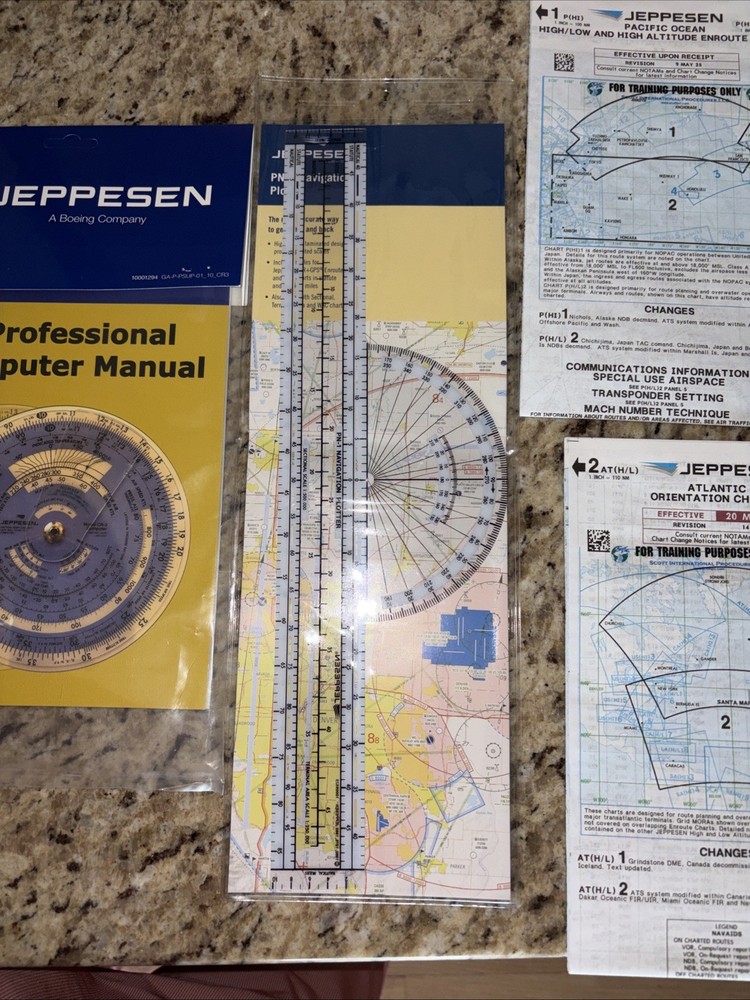 BUNDLE Jeppesen Slide Graphic Compute, Rotating Plotter(e6B), Charts