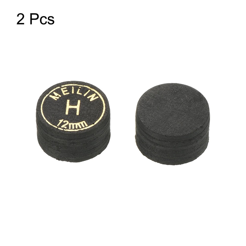 12mm Billiard Stick Tips, 2pcs Hard Multiple Layer Billiard Accessories, Black