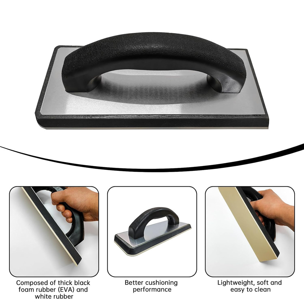 8 Pcs Grout Float Sets Include 9.5 X 4 Inch Molded Rubber Grout Float, 6 Sponge,