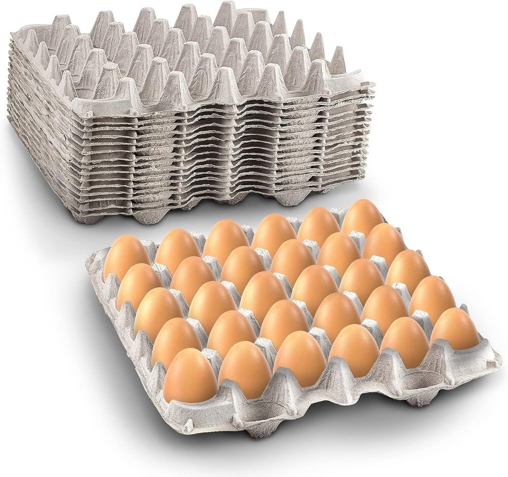30 Egg Flat Tray Pulp Fiber Reusable Stackable Extra Large Egg Crate Made in USA