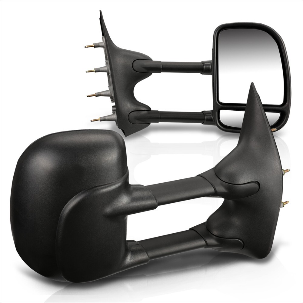 For 03-14 Ford E150-E550/Econoline Manual Telescoping Black Towing Mirror Pair