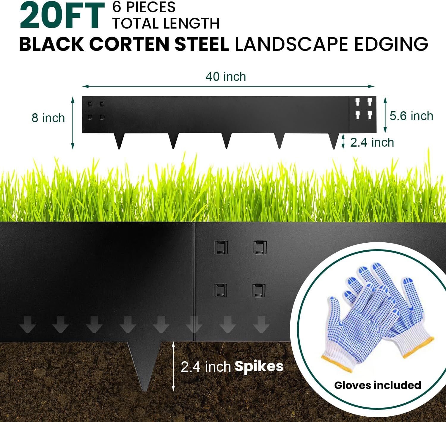 8-INCH Galvanized Steel Landscape Edging Metal Garden Raised Bed Lawn Border