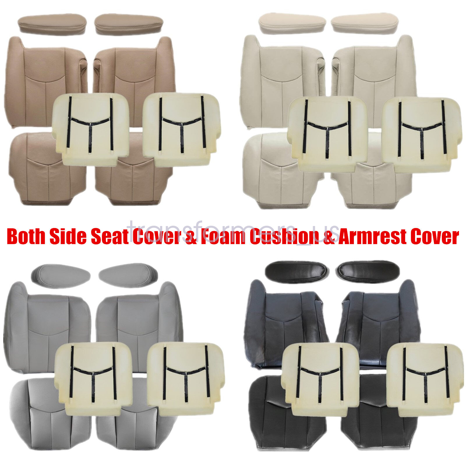 For 2003-2006 Chevy Silverado 1500 2500 Front Leather Seat Cover & Foam Cushion