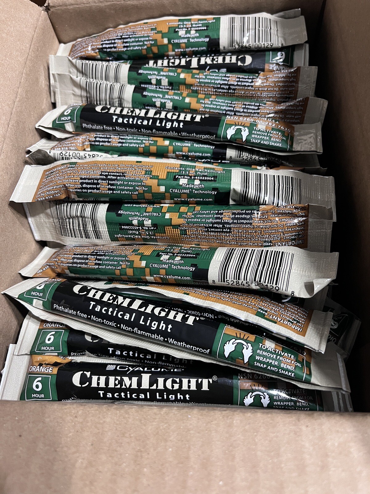 Cyalume Chemlight Glow Stick 4" 6 HR-ORANGE BOX of 100 CAMPING/OUTDOORS/SAFETY