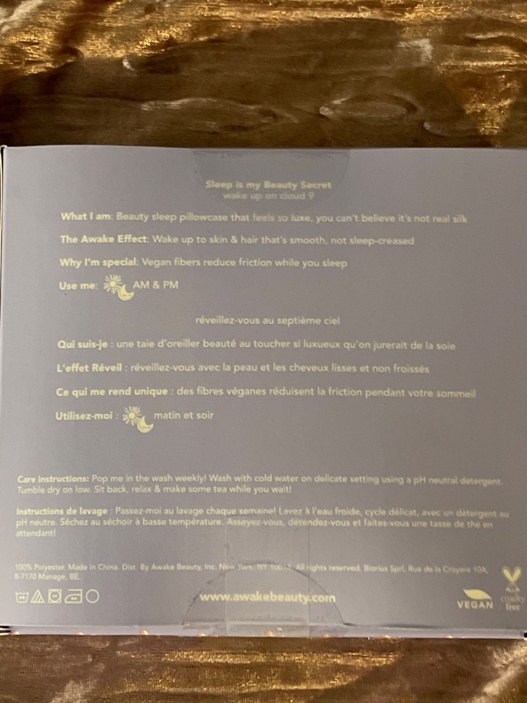 Awake Vegan Pillowcase NIB