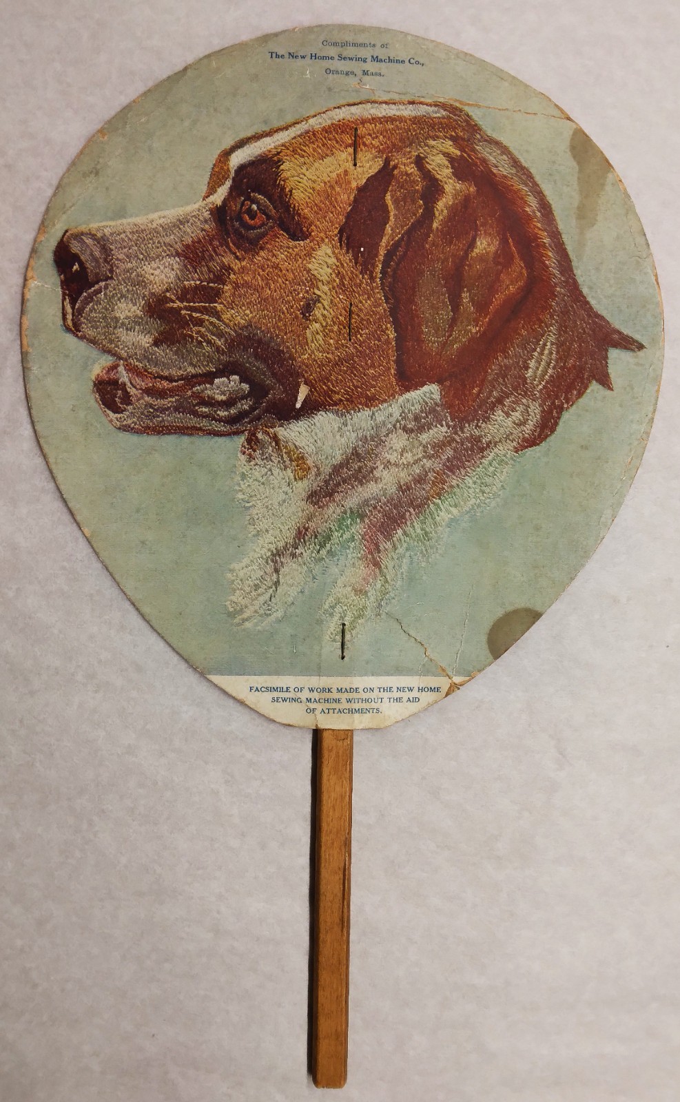 c1920 The New Home Sewing Machine Co. advertising hand fan