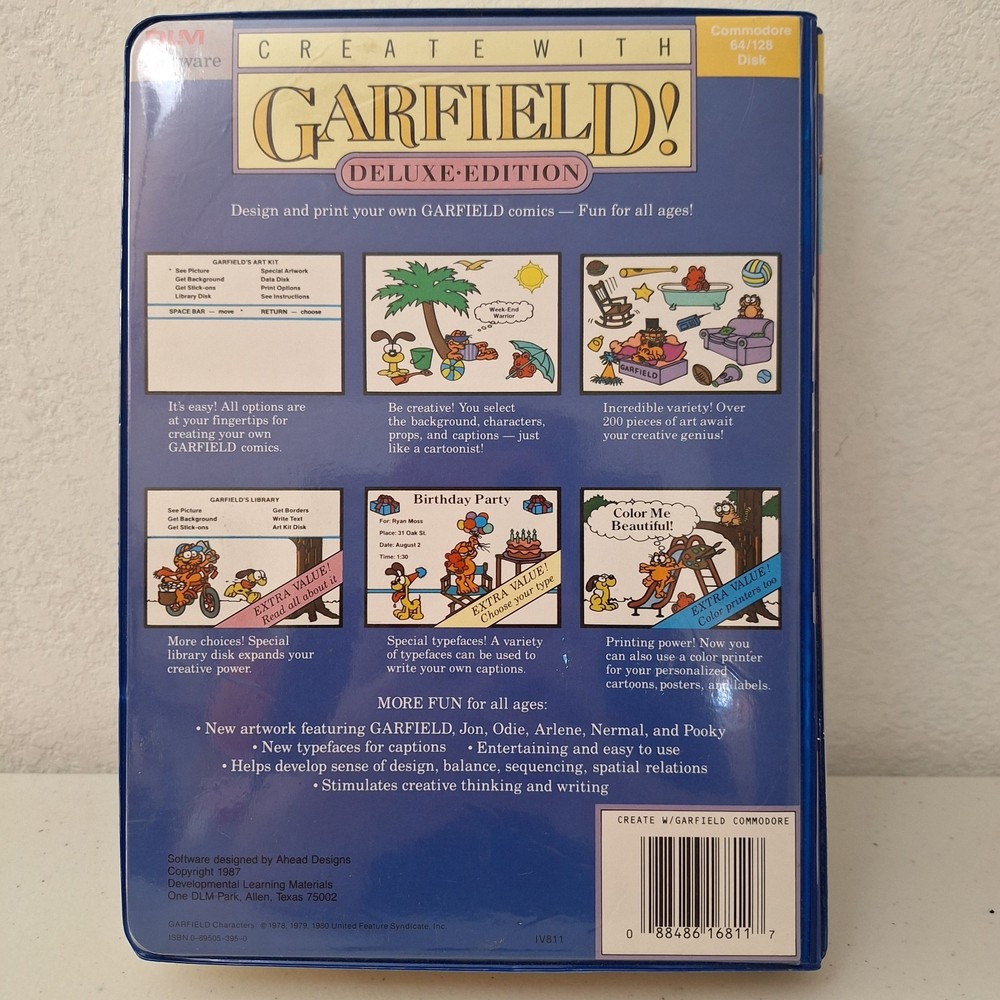 Vintage: 1987 - Create With Garfield - Deluxe Edition - Apple Computer Software