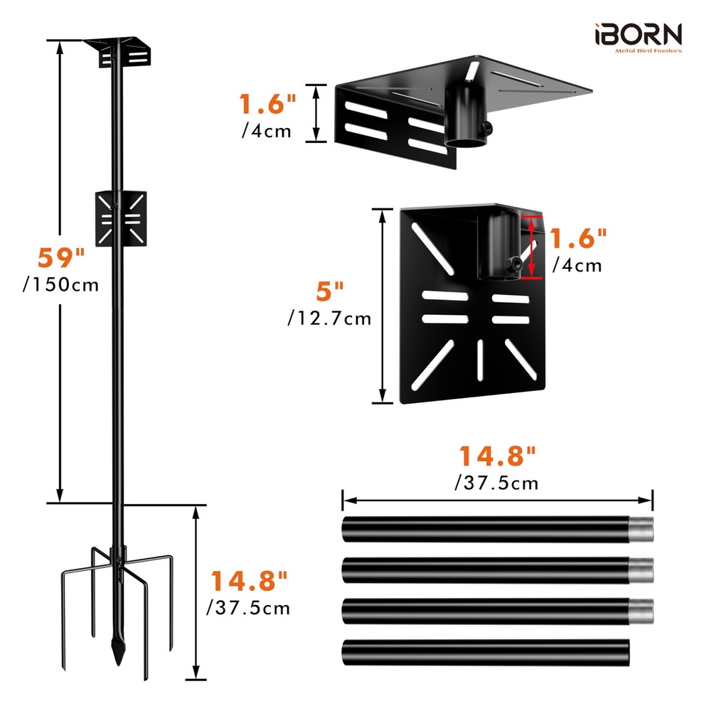 iBorn Camera Bird Feeder Pole Pole, Black House
