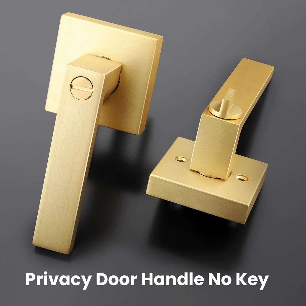 EHOMEWARE 1 Pack Door Levers Knobs Interior in Privacy Lever, Gold
