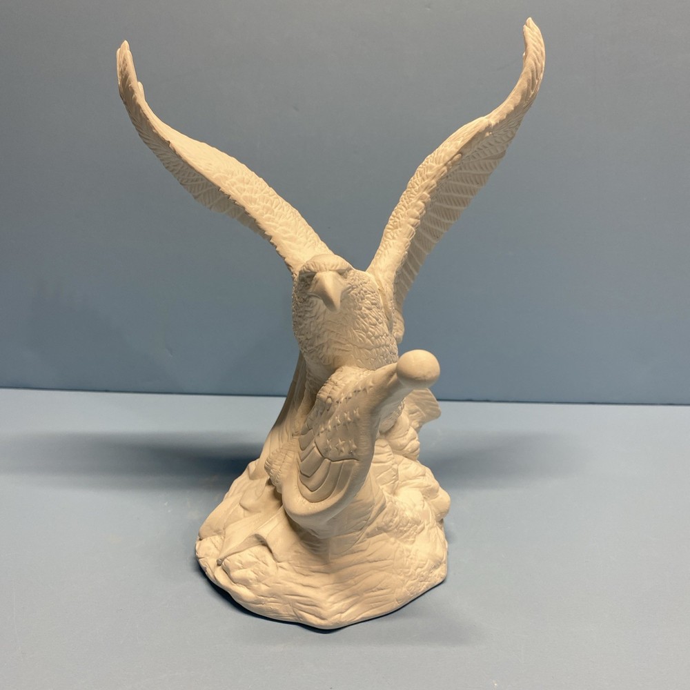 Ceramic Bisque Bald Eagle With American Flag Ready To Paint