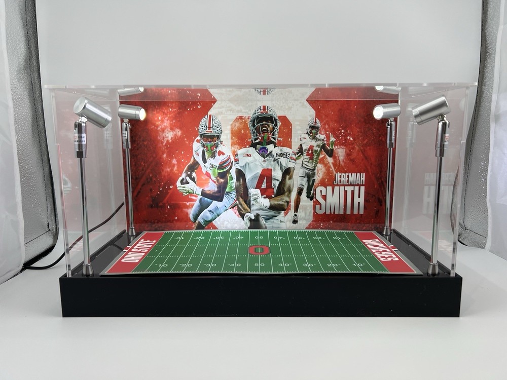 Jeremiah Smith - Ohio State - Custom 2 Mini Helmet Display Case W/ LED Lights