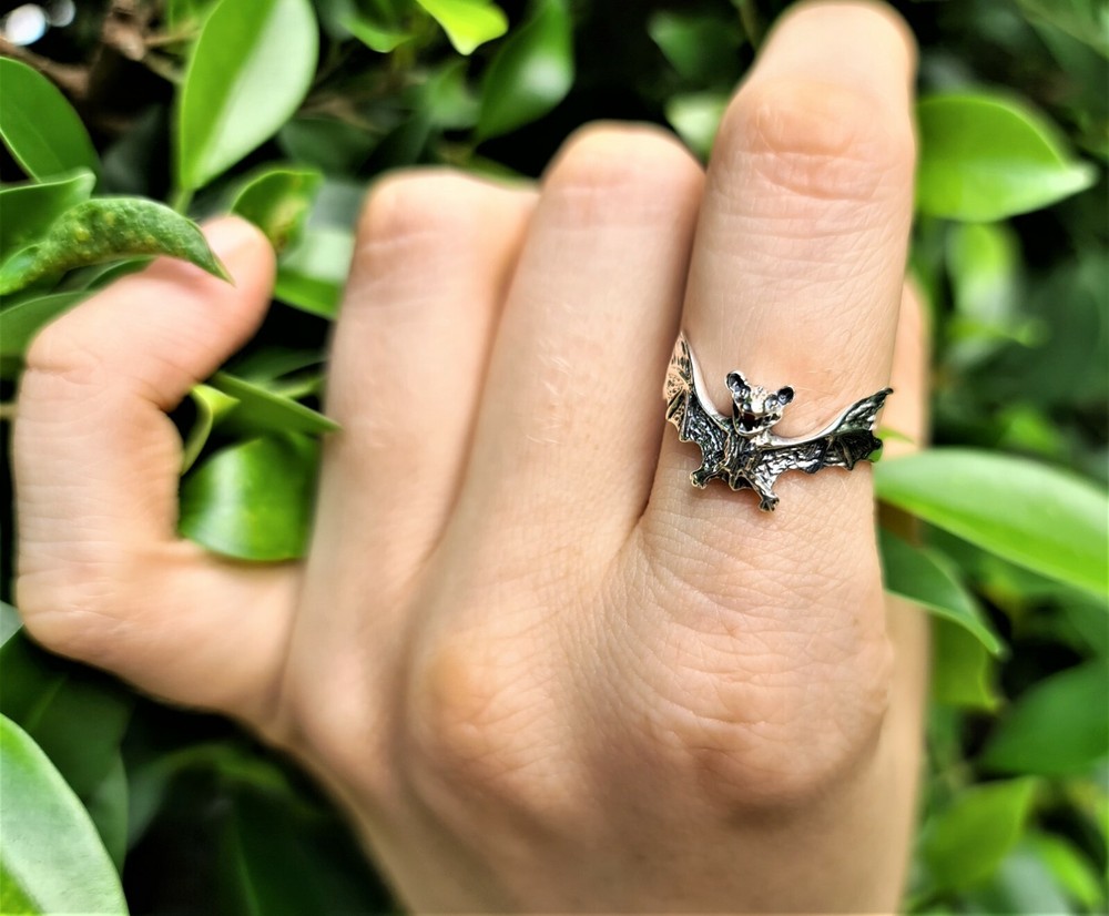 Bat Ring 925 Sterling Silver Vampire Gothic Rock Biker
