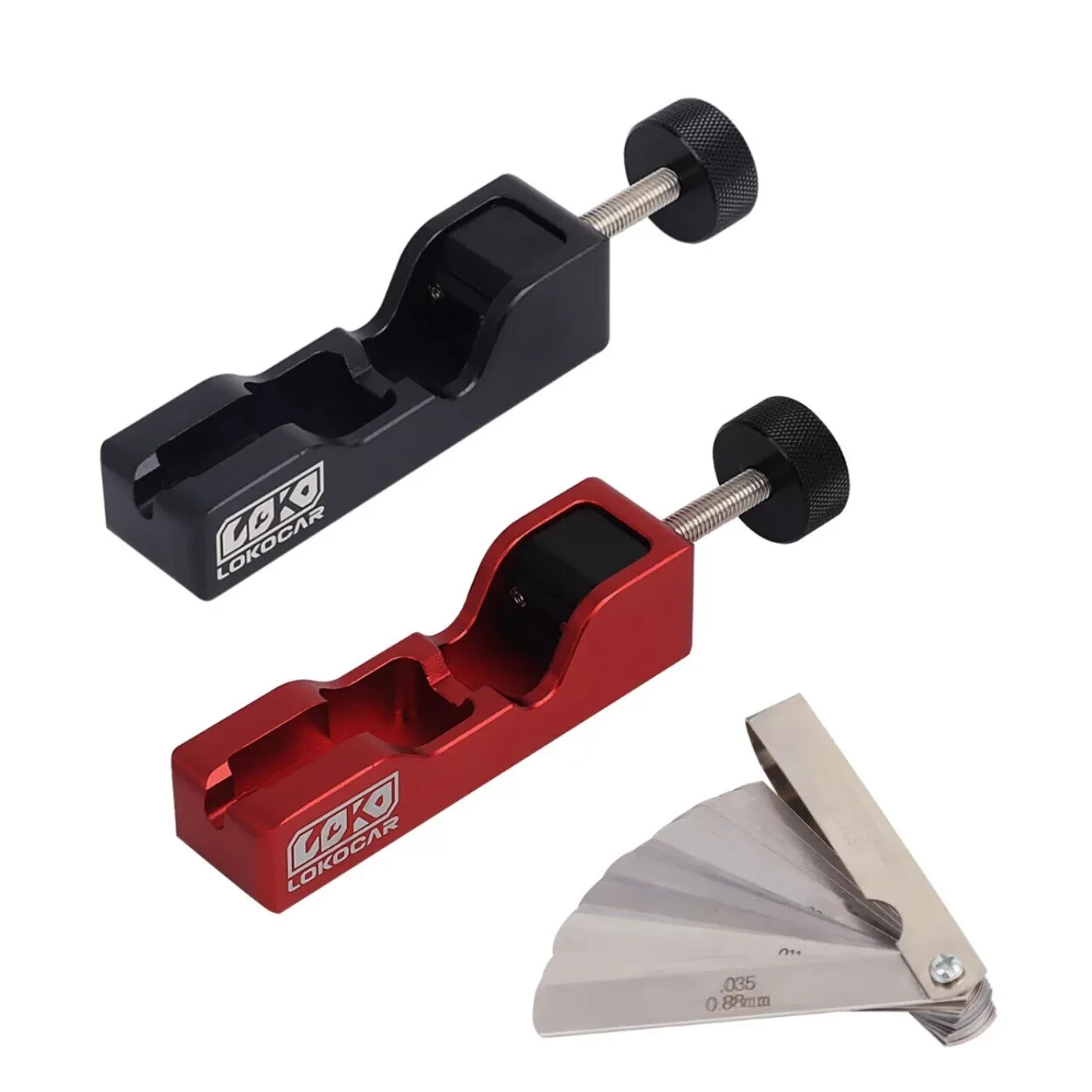 LokoCar Universal Spark Plug Gap Tool And 32 Blades Steel Feeler Gauge Red Black