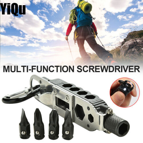 Black Multifunction Tactical EDC Mini Pocket Knife Survival Multitool Keychain