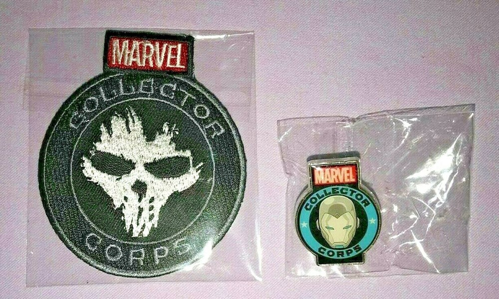 MARVEL COLLECTOR CORPS PUNISHER PATCH & IRONMAN PIN  **NEW*