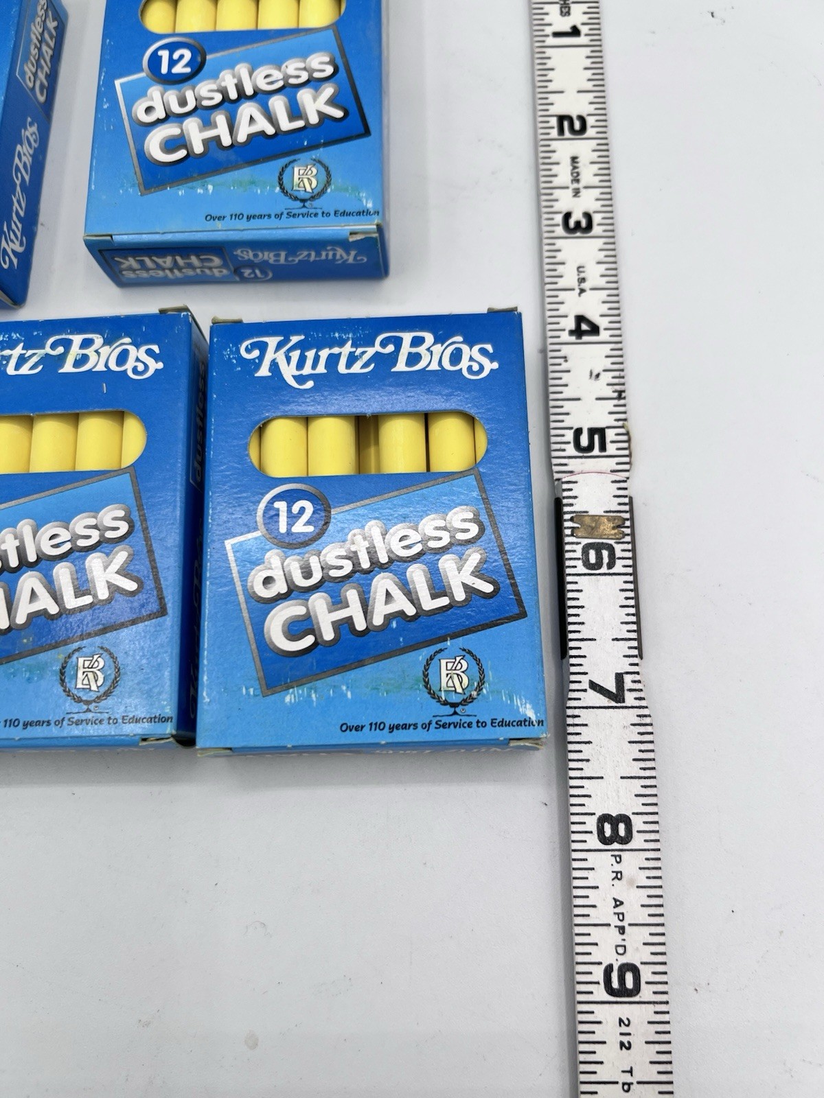 Lot of 5 Boxes Chalk Kurtz Bros Dustless Yellow Vintage School board