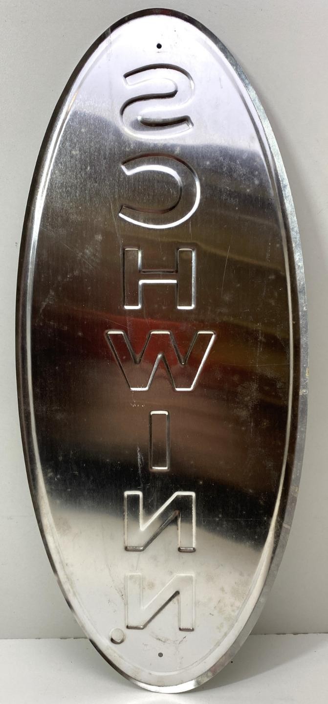 NOS VINTAGE steel Schwinn STINGRAY bicycle giant GREEN HEAD BADGE SIGN 8" x 18"