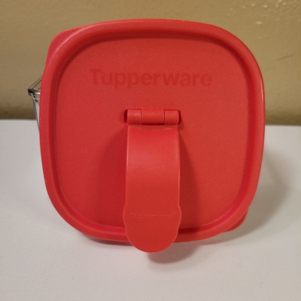 TUPPERWARE Replacement Lid 5773B-2 Red Square Snap On Plastic 4in Vintage