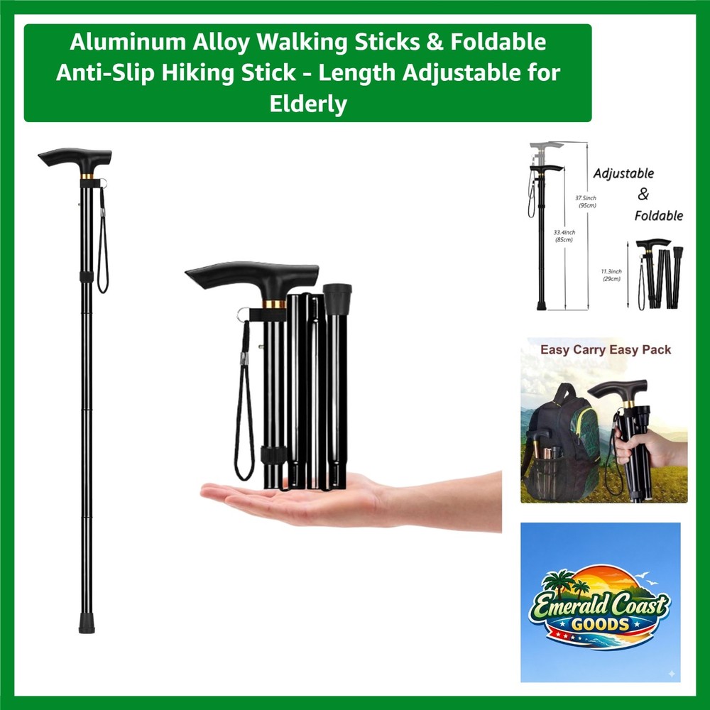 Durable Aluminum Walking Stick - Lightweight, Foldable & Adjustable for Mobility
