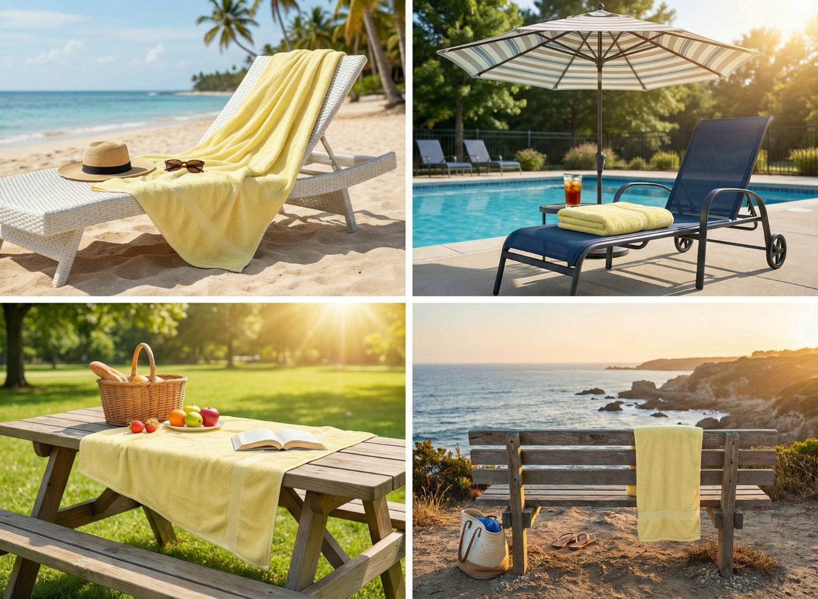 100% Cotton Hotel & Spa Pool Beach Towels 36x68 430GSM Solid Pineapple