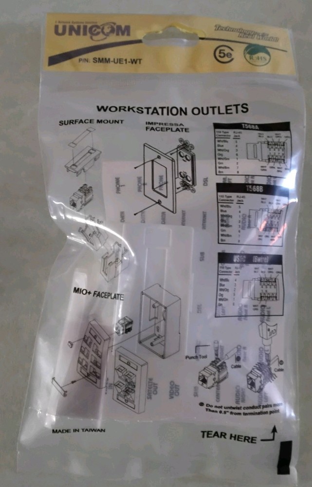 CAT5E SURFACE MOUNT MODULE T568A/B WHITE UNICOM - SMM-UE1-WT