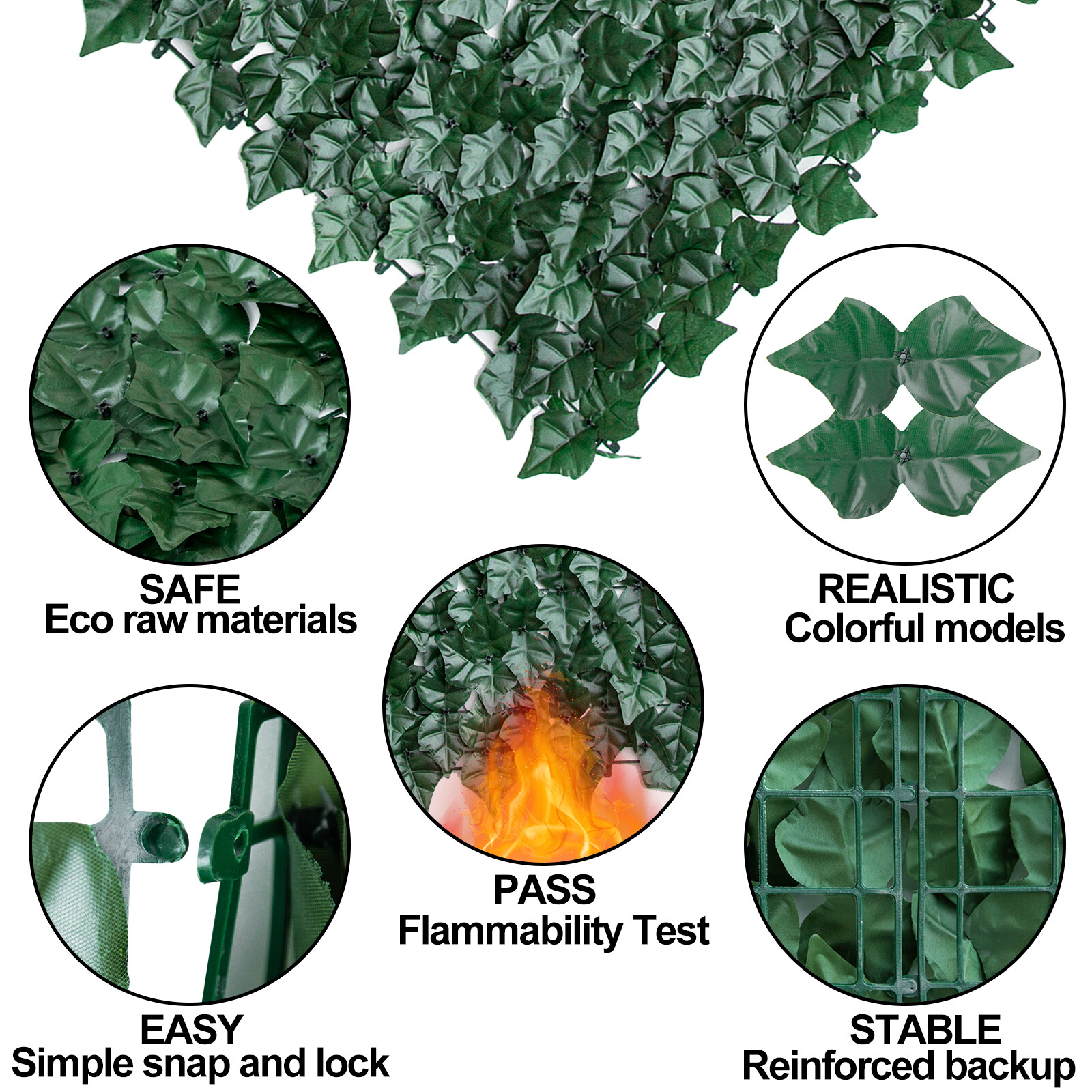 118''x39" Artificial Hedge Ivy Leaf Garden Fence Roll Privacy Screen Wall Cover