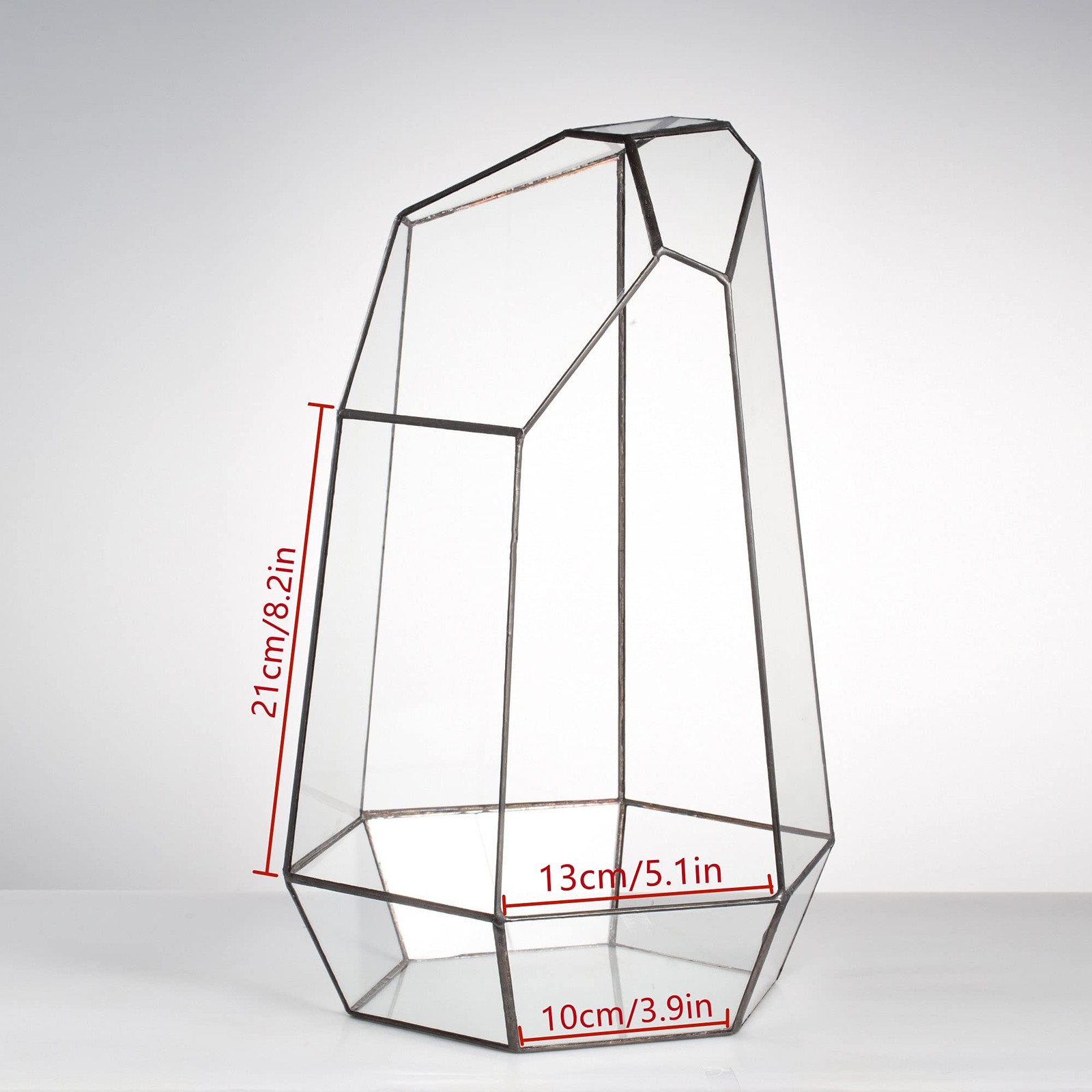 NCYP Large Geometric Terrarium - 16 Inches Tall Irregular 10.4"x9"x16", Black