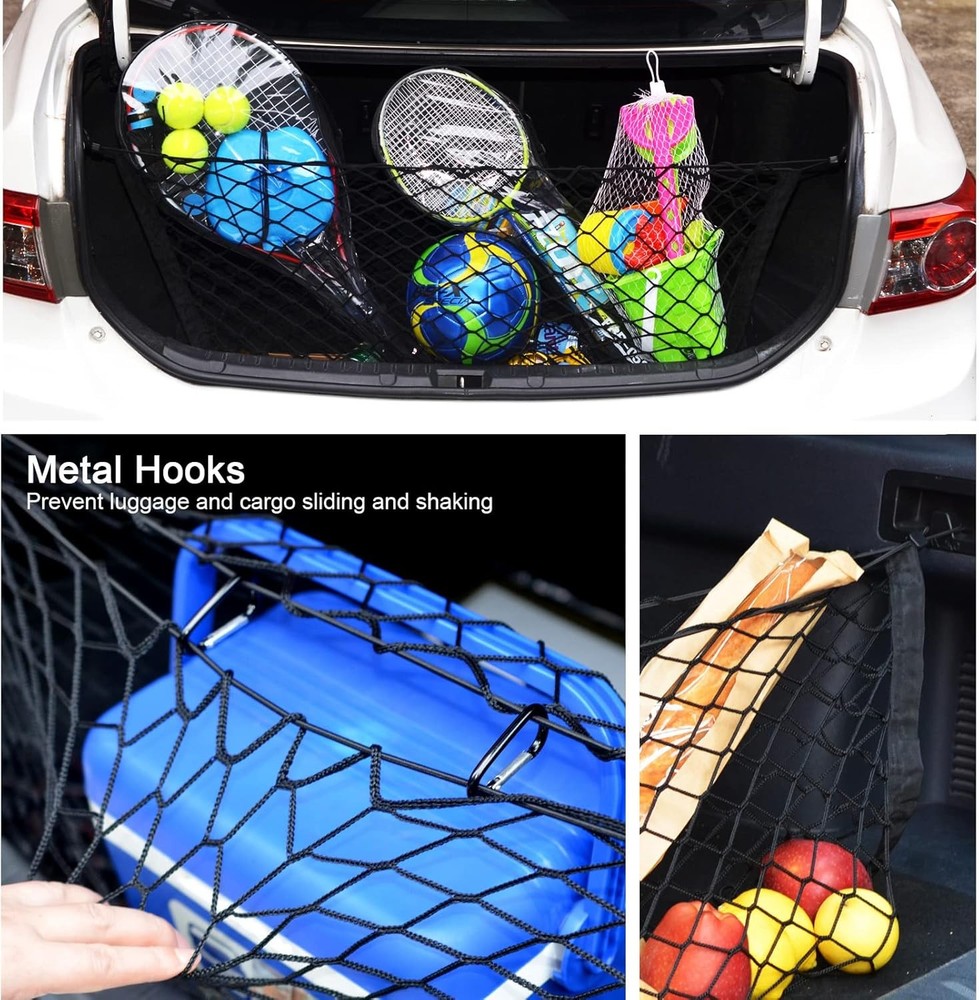 Stretchable Adjustable Cargo Net Elastic Trunk Mesh Nets with Metal Hook 35.4x15