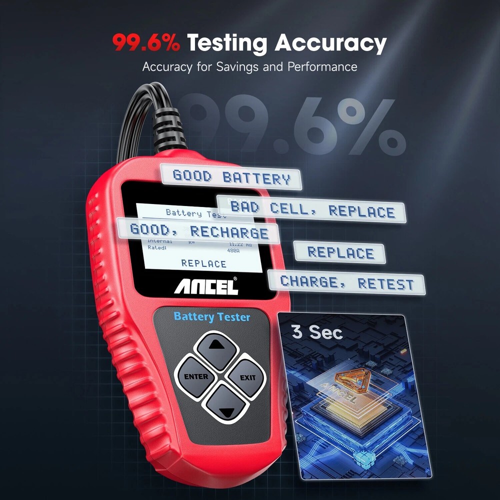 ANCEL BA101 100-2000 CCA Car Auto Load Battery Tester Tool Digital Analyzer 12V