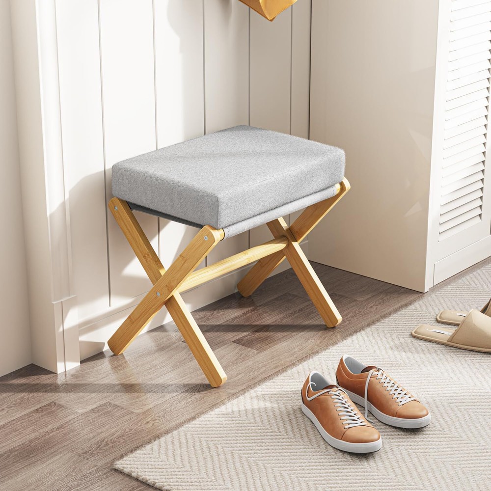 Foldable Footstool Ottoman, Modern Footrest, Makeup Vanity Stool