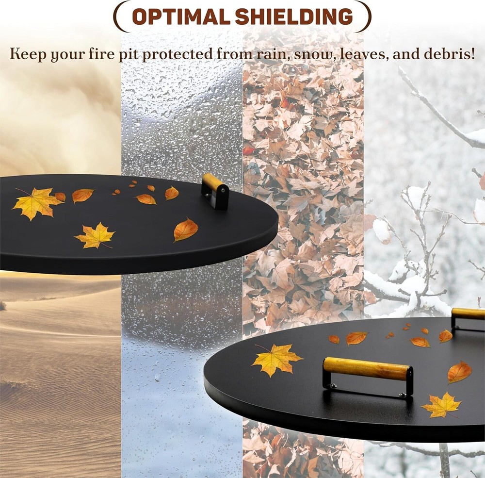 FEBTECH 31" Round Fire Pit Cover Perfect for Fire Pit Inside up to 29"